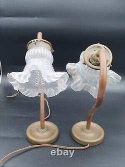 Lot De 2 Lampes A Poser En Laiton Art Deco