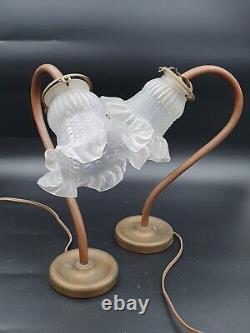 Lot De 2 Lampes A Poser En Laiton Art Deco