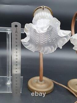 Lot De 2 Lampes A Poser En Laiton Art Deco