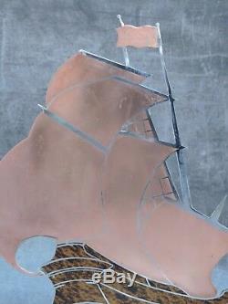 Lucien GERFAUX Voilier en laiton sur socle Art Déco 1930