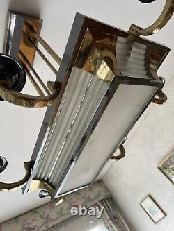 Lustre Lampe Art Deco Ezan Laiton Design H Petitot Ep 30/40