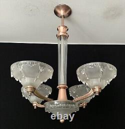 Lustre Style Art Deco 5lum Petitot/Ezan France