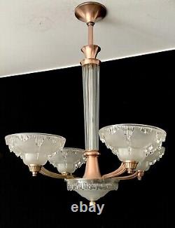 Lustre Style Art Deco 5lum Petitot/Ezan France