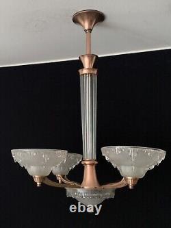 Lustre Style Art Deco 5lum Petitot/Ezan France