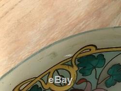 Lustre, suspension vasque peinte décorée bronze et laiton