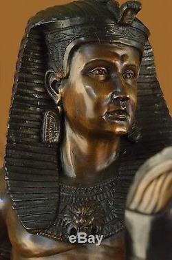 Main Bronze Laiton King Tut Égyptien Sculpture Marbre Art Déco Figurine Art