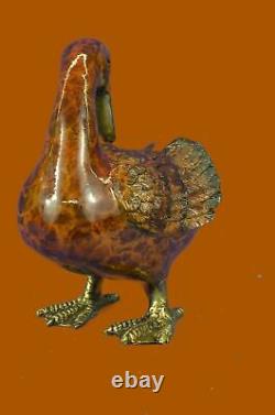 Main Vienne Laiton Debout Canard Froid Peint Oiseau Bergman Bronze Deco Art