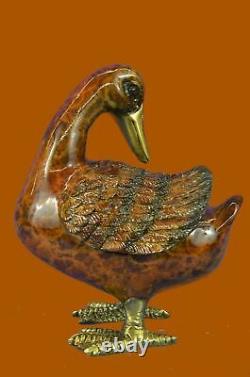 Main Vienne Laiton Debout Canard Froid Peint Oiseau Bergman Bronze Deco Art