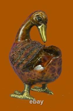 Main Vienne Laiton Debout Canard Froid Peint Oiseau Bergman Bronze Deco Art