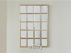 Miroir fenêtre atelier art déco MADDIE effet laiton- 60 x 90 cm Doré