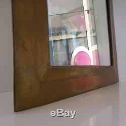 Miroir verre armature cuivre laiton art-déco art nouveau 1920 fait main France