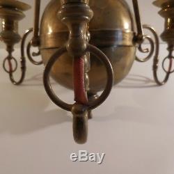 N2046 Eclairage lustre suspension plafonnier hollandais laiton art déco vintage