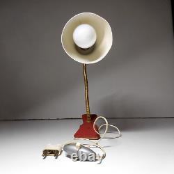 N23.662 lampe atelier chevet métal laiton rouge jaune or éclairage art Deco