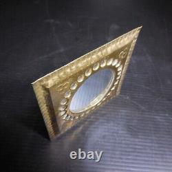 N24.142 miroir miniature métal cuivre laiton verre vintage art deco fait main