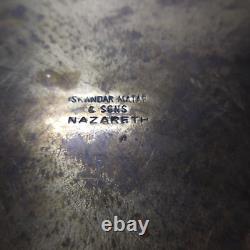 N24.158 plateau rond métal cuivre laiton Iskandar Mataf & Sons Nazareth art deco