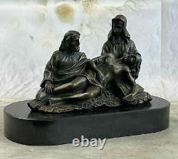 Neuf Catholique Chrétien Croix Laiton Bronze Jésus Christ Bureau Statue Art Déco