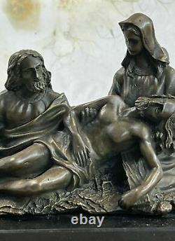 Neuf Catholique Chrétien Croix Laiton Bronze Jésus Christ Bureau Statue Art Déco