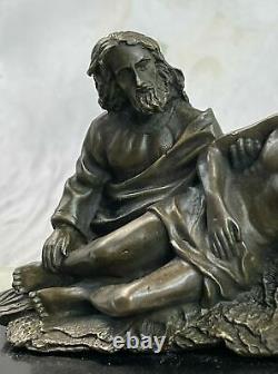 Neuf Catholique Chrétien Croix Laiton Bronze Jésus Christ Bureau Statue Art Déco