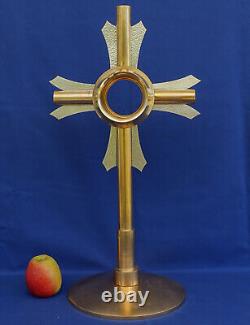 OSTENSOIR Monstrance Laiton Doré et Argenté 57cm Reliquaire Art-Déco ca 1930