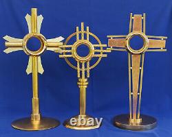 OSTENSOIR Monstrance Laiton Doré et Argenté 57cm Reliquaire Art-Déco ca 1930