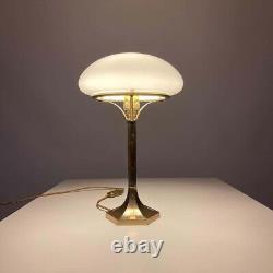 Paire Ancien Art Deco Laiton Milk Glass Shad Eclairage Lampe De Table Lampadaire