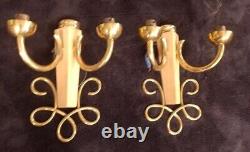 Paire Applique Lampe Laiton Style Leleu Art Deco D'origine 30/50