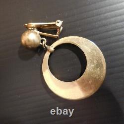 Paire anneaux boucles oreille cuivre laiton bijou vintage art déco femme N4489