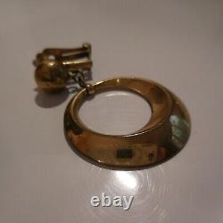 Paire anneaux boucles oreille cuivre laiton bijou vintage art déco femme N4489