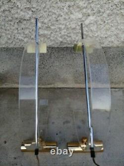 Paire de lampes design 80 laiton methacrylate Arc lamp Italy