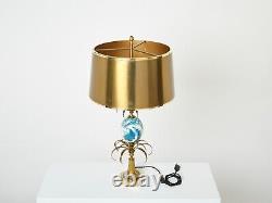 Paire de lampes laiton oeuf dautruche bleu Maison Charles 1960