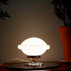 Petite lampe chevet bureau laiton globe verre opaline blanc art déco ancien