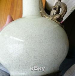 Pied de lampe celadon et monture BRONZE Chineese CHINE japan wiet