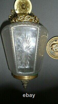 Plafonnier Lanterne Suspension Art Deco 1920 A Decor Danges Sur Les Verrerie