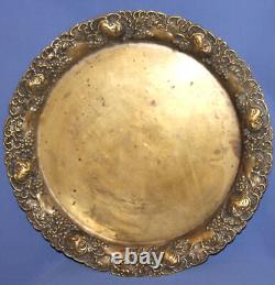 Plateau de service ancien art déco allemand WMF orné laiton plaqué argent