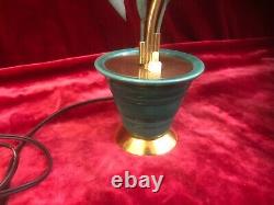 RARE lampe ART DECO brin de muguet 31 cm Laiton Céramique Clochettes en opaline
