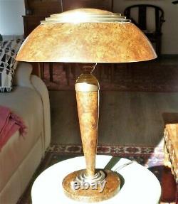 Rare lampe champignon Art Déco 1930 imitation bois dans le gout de Jacques Adnet