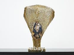 Rare lampe laiton pierres par Henri Fernandez pour Maison Honoré 1970