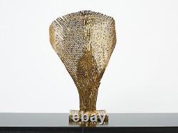 Rare lampe laiton pierres par Henri Fernandez pour Maison Honoré 1970