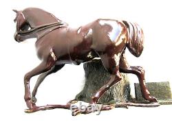 Sculpture cheval en métal et Porte-allumettes laiton + pyrogène, Art Déco