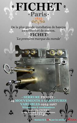 Serrure Fichet 24-mouvements A Garnitures Variables-paris-1924 A 1967-t. B. E