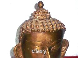 Statue En Bronze / Laiton Bouddha Visage- Tcm India / Inde Excellent Etat