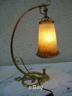 Superbe Lampe Art Nouveau Deco En Pate De Verre Tulipe Muller Freres Luneville