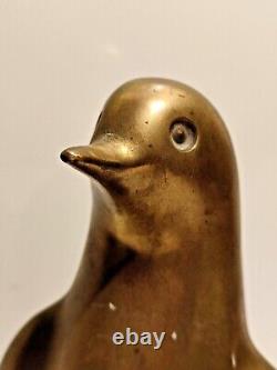 Superbe et Rare Pingouin en Laiton Art Déco? 20 X 13 cm