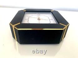 Superbe horloge pendule SWIZA noire et laiton modèle Manhattan Art Déco