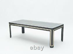 Table basse Art deco bois noir peint et laiton vers 1940