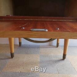 Table chevet meuble Art Déco 1950 bois laiton SEMB made in France N3812