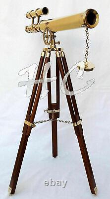Télescope à double barillet marin en laiton de 45,7 cm avec trépied en bois