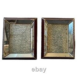 Two 1930s Art Déco Laiton, Burgundy And Année Glass Italian Picture Frames