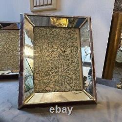 Two 1930s Art Déco Laiton, Burgundy And Année Glass Italian Picture Frames