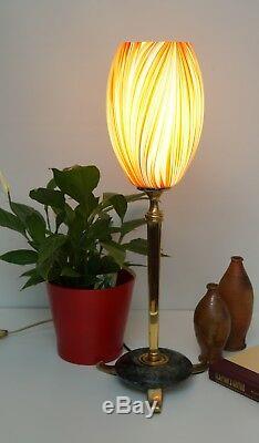 Unique Art Déco Lampe de Table Rouge & Vert Laiton Lampe Berlin Art Nouveau